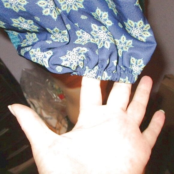 Avenue WAFFLE Knit Size 14 16 TUNIC Top THERMAL Mix Media CROCHET Balloon Sleeve - Picture 6 of 10